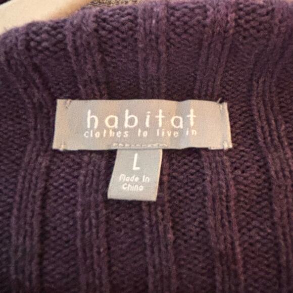 Habitat Purple Cotton Sweater Wmns L Textured Knit Pattern Long Sleeve Mock Neck - Picture 4 of 11